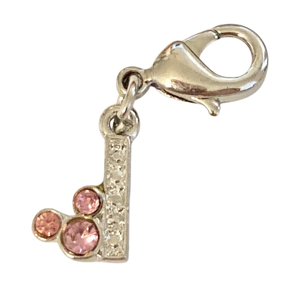Vintage Disney Pink Crystal Mickey Mouse Ears Charm Clip On Initial Letter I